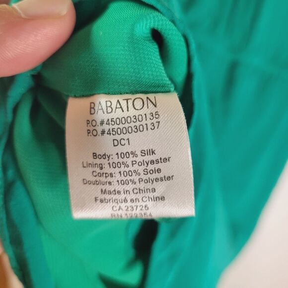 Babaton 100% Silk Green Sleeveless Dress - Picture 11 of 14